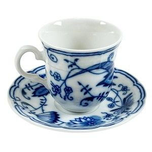 Thun Czech Porcelain Blue Onion Demitasse Cups & Saucers- 17 Sets Available